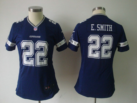 Womens Dallas Cowboys 22 E.Smith Nike Blue Game jersyes